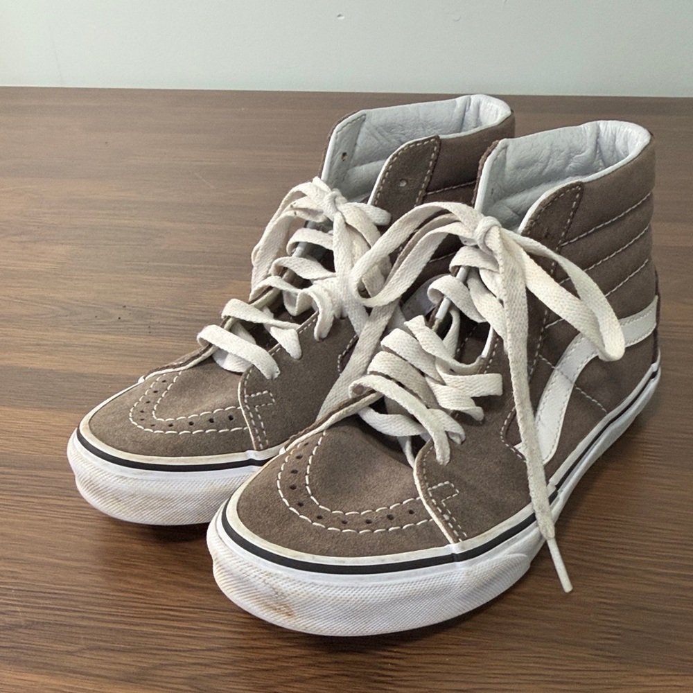 Kids Vans High-Top Sneakers Taupe and‎ White Sz W5